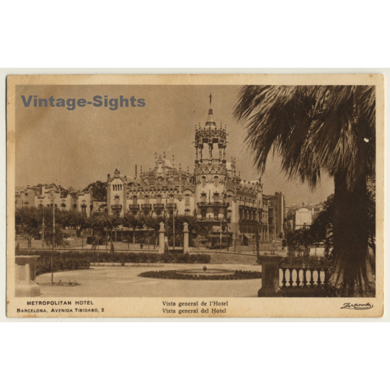 Barcelona: Metropolitan Hotel / General View (Vintage PC Zerkowitz ~1910s/1920s)
