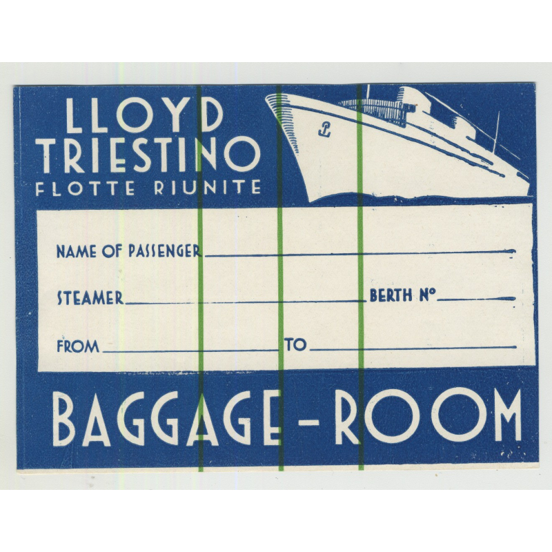 Lloyd Trestino Flotte Riunite (Vintage Baggage Room Luggage Label)