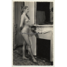 A. N. Paris: Blonde Nude In Front Of Fireplace / Boudoir - Risqué (Vintage RPPC ~1940s/1950s)