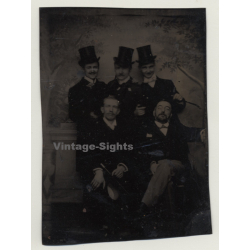 5 Elegant Men With Top Hats / Victorean Era (Vintage Ferrotype/Tintype 1902)