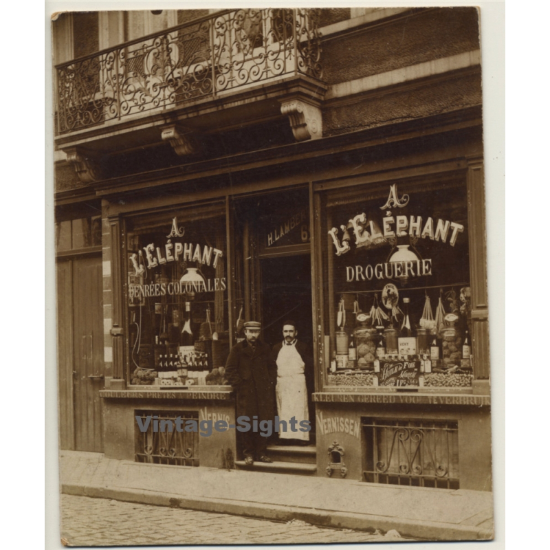 Jette - Bruxelles: H.Lambert Colonial Store A L'Eléphant (Vintage Photo 1898)