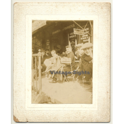 Belgium: People Sitting Outside Café - Bar / Chambres Des Touristes (Vintage Photo 1913)