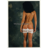 Rear View: Darkhaired Nude Pulls Down Panties (Vintage Photo Germany ~1990s)