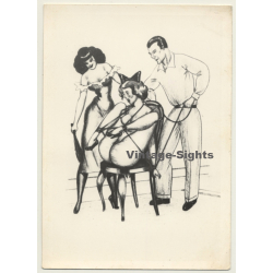 French BDSM Drawings *14 / Woman Tied On Chair (Vintage Photo ~1930s)