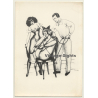 French BDSM Drawings *14 / Woman Tied On Chair (Vintage Photo ~1930s)