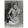 Pretty Blonde Semi Nude *7 / Lunch Break On Leash - BDSM (2nd Gen. Photo B/W ~1960s)