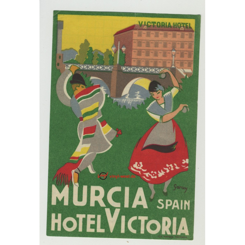 Hotel Victoria - Murcia / Spain (Vintage Luggage Label)