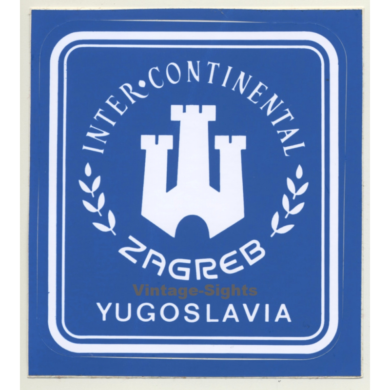 Zagreb / Croatia: Hotel Inter - Continental (Vintage Self Adhesive Luggage Label / Sticker)