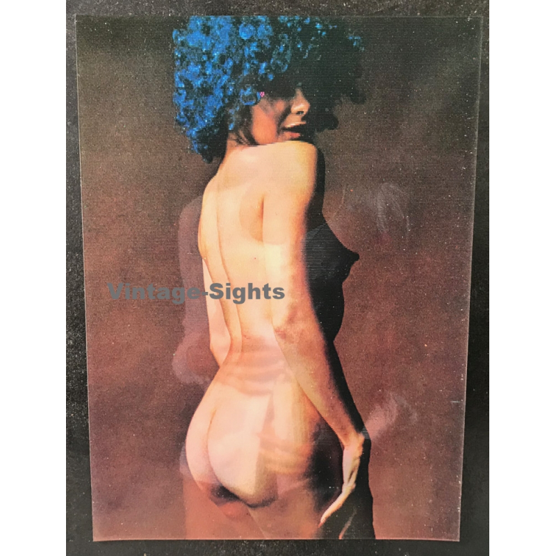 PS-7: Nude With Hair Dyed Blue / Pin-Up (Vintage 3D Stereo Effect Postcard Toppan)