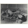 Brunette Maid Tied On Floor / Belt Bondage - BDSM (2nd Gen. Photo B/W ~1960s)