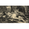 2 Semi Nude Soldiers Relax In Outdoor Camp / Gay INT (Vintage Photo  ~1940s)