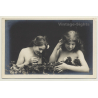2 French Nudes Covered By Flowers*2 / Belle Epoque - Risqué (Vintage RPPC E. P. ~1900s)