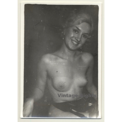 Portrait Of Sweet Topless Blonde*2 / Tan Lines (Vintage Photo B/W ~1960s)