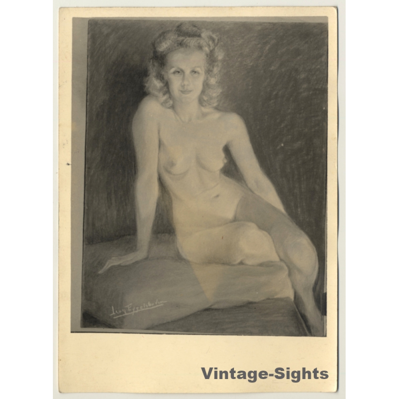 Léon Eygelshoven (1882-1967): Nude Study *10 (Vintage Photo Of Drawing ~1920s/1930s)
