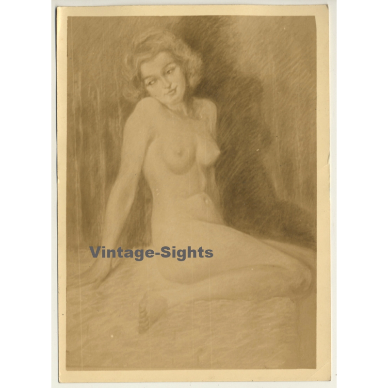 Léon Eygelshoven (1882-1967): Nude Study *11 (Vintage Photo Of Drawing ~1920s/1930s)