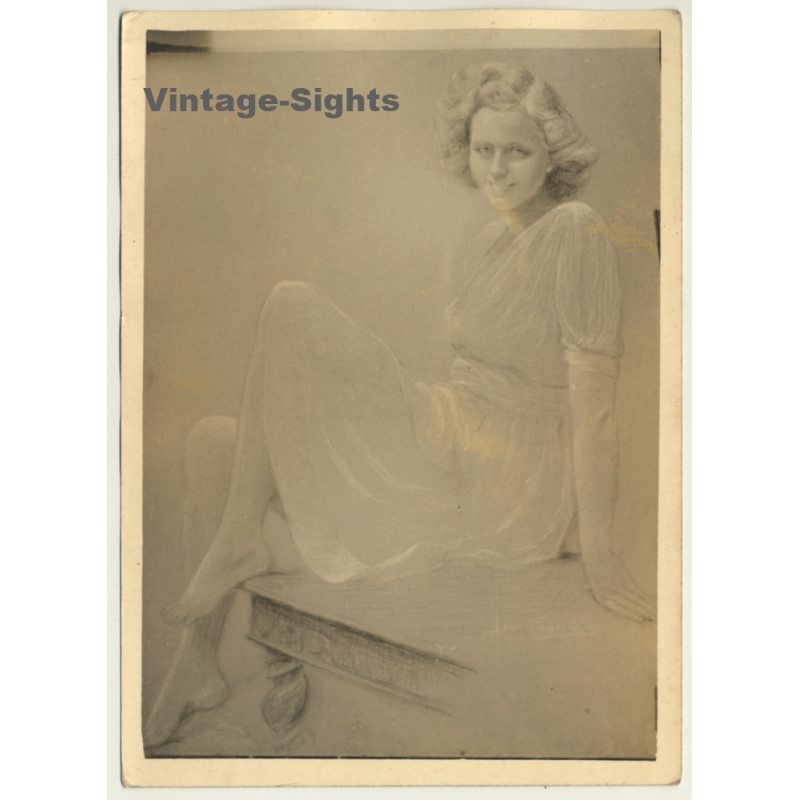 Léon Eygelshoven (1882-1967): Female Study *1 (Vintage Photo Of Drawing ~1920s/1930s)