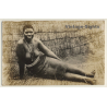 Africa: Topless Indigenous Woman In Front Of Hut / Ethnic (Vintage RPPC)
