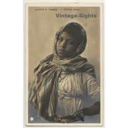 Algèrie & Tunisie: Fillette Arabe Ethnic (Vintage Tinted RPPC ~1900s)