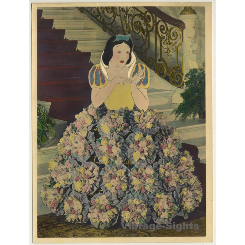 Snow White In Real Flower Skirt (4 Hand Tinted Gelatin Silver Prints ~1930s/1940s)