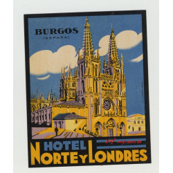 Hotel Norty Y Londres - Burgos / Spain (Vintage Luggage Label)