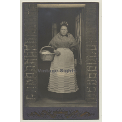 Peasant Woman In Traditional Costume / Belgium? (Vintage Cabinet Card ~1910s/1920s)