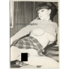 Racy Brunette Semi Nude In Short Skirt / No Panties (2nd Gen. Photo ~1960s)