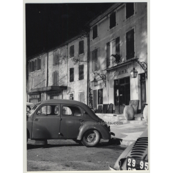 Night Scene in French Village 1960s / Renault 4 (Vintage Real Photo)