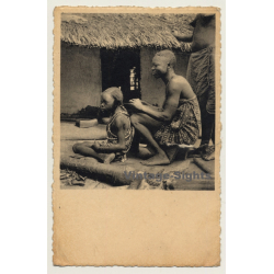 Busumelo / Congo Belge: Coiffeuse - Hairdresser - Ethnic (Vintage PC ~1950s)