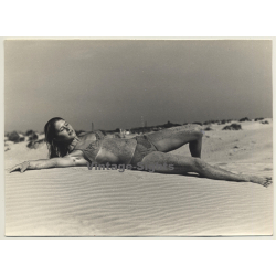 Jerri Bram (1942): Stunning Blonde Stretches Out In Dunes / Hairy Armpits (Vintage Photo ~1970s/1980s)