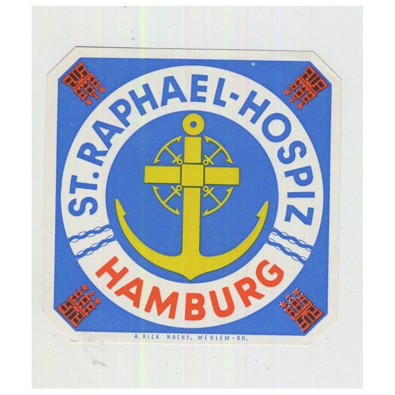 St. Raphael-Hospiz - Hamburg / Germany (Vintage Luggage Label)