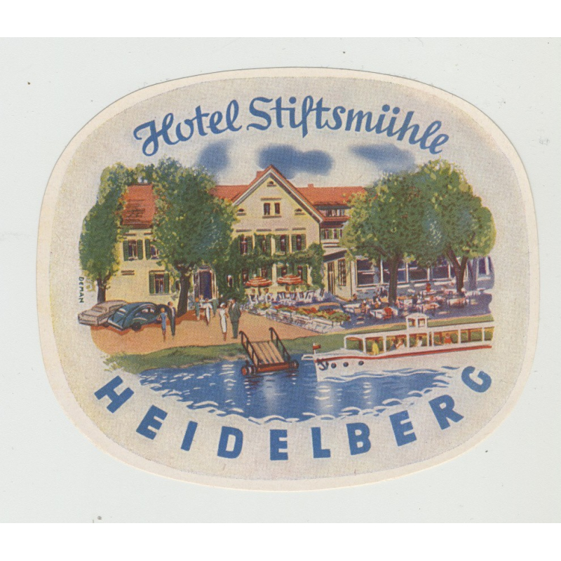 Hotel Stiftsmühle - Heidelberg / Germany (Vintage Luggage Label)