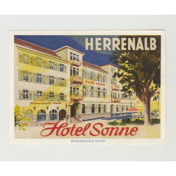 Hotel Sonne - Herrenalb (Black Forest) / Germany (Vintage Luggage Label)