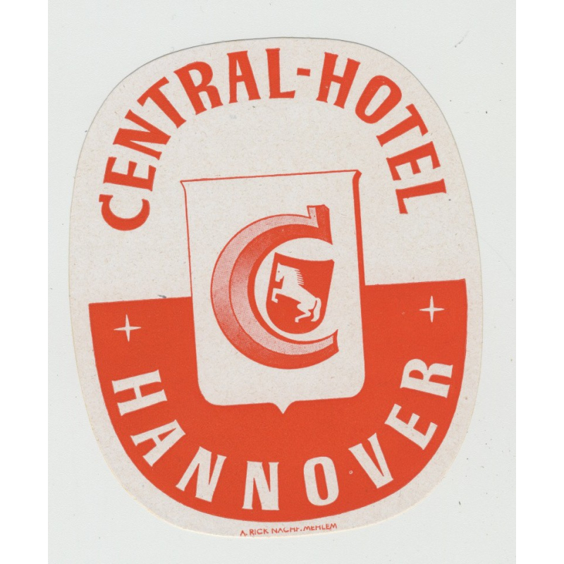Central-Hotel - Hannover / Germany (Vintage Luggage Label)