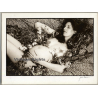 Jerri Bram (1942): Nude Study Of Pregnant Woman Covered In Flowers (Signed Vintage Photo ~1970s)