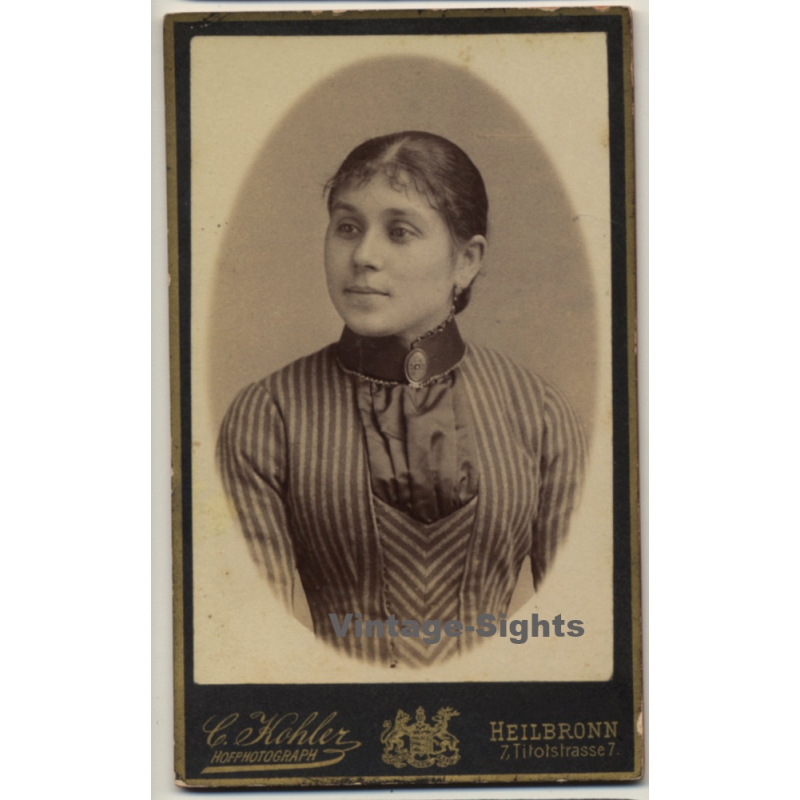 C. Kohler / Heilbronn: Young Woman / Victorian Dress (Vintage CDV / Carte De Visite ~1880s/1890s)