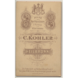 C. Kohler / Heilbronn: Young Woman / Victorian Dress (Vintage CDV / Carte De Visite ~1880s/1890s)