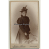Julius Stoess / Stuttgart: Young Woman In Victorian Dress / Hat (Vintage CDV / Carte De Visite ~1880s/1890s)