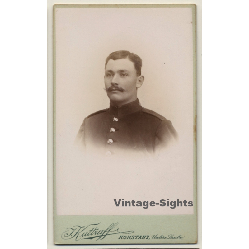 J. Kuttruff / Konstanz: Young Soldier / Moustache - Uniform (Vintage CDV / Carte De Visite ~1880s/1890s)