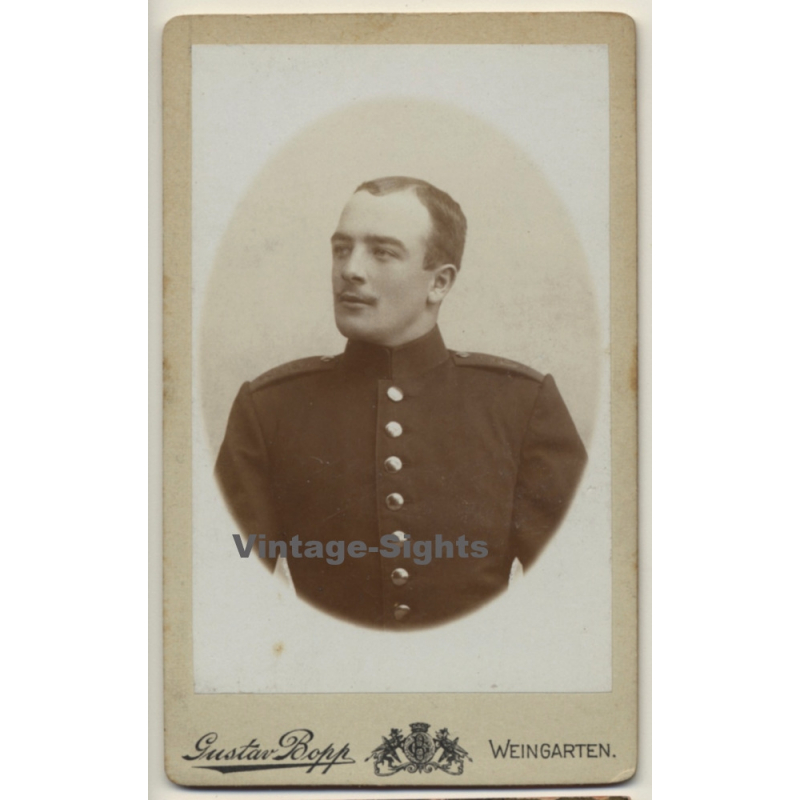 G. Bopp / Weingarten: Young Soldier / Moustache - Uniform (Vintage CDV / Carte De Visite ~1880s/1890s)