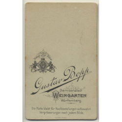 G. Bopp / Weingarten: Young Soldier / Moustache - Uniform (Vintage CDV / Carte De Visite ~1880s/1890s)
