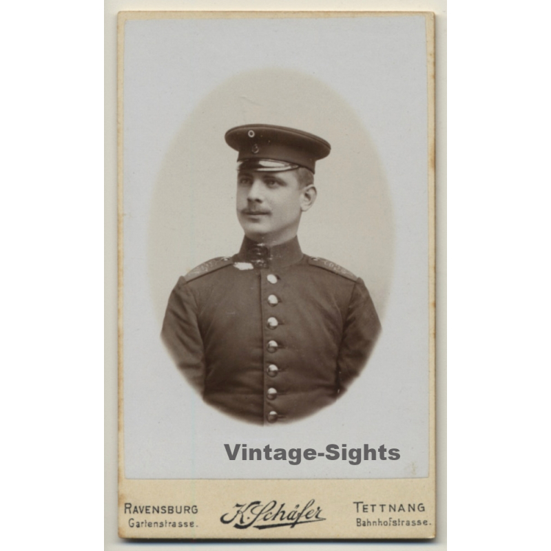 K.Schäfer / Ravensburg: Soldier - Uniform - Moustache (Vintage CDV / Carte De Visite ~1880s/1890s)