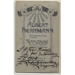 A.Herrmann / Karlsruhe: Soldier - Uniform - Semper Prosus (Vintage CDV / Carte De Visite ~1900s)