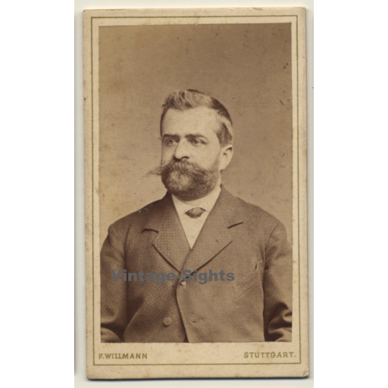 F.Willmann / Stuttgart: Portrait Of Andreas Kaercher (Vintage CDV / Carte De Visite ~1900s)