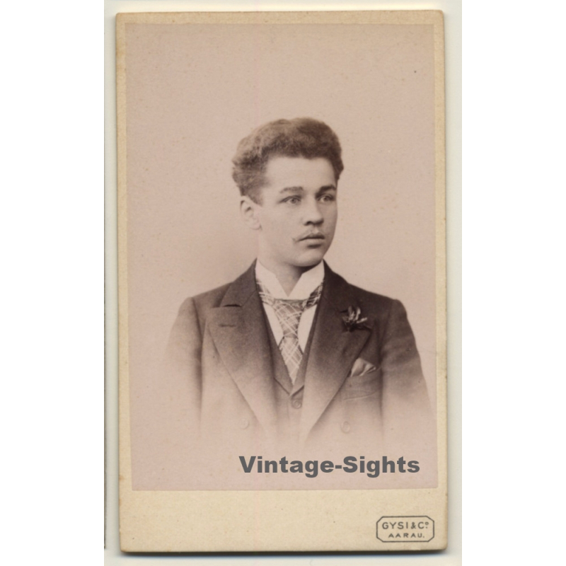 Gysi & Co / Aarau: Young Man - Suit & Tie (Vintage CDV / Carte De Visite ~1880s/1890s)
