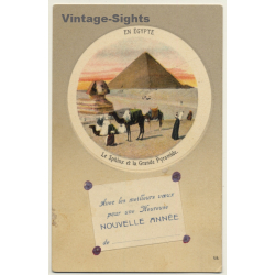 Egypt: Nouvelle Année - Le Sphinx / Camels (Vintage PC LL ~1910s/1920s)