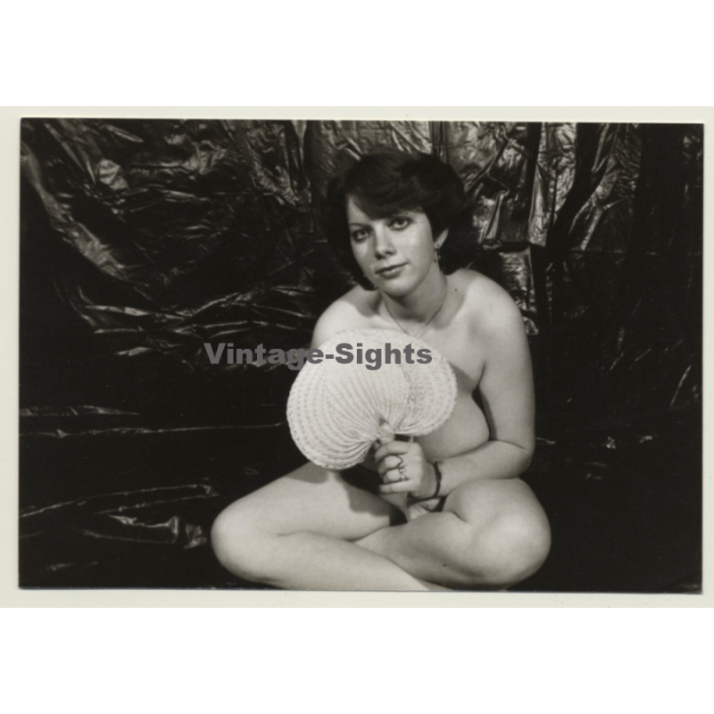Busty Nude With Japanese Uchiwa Fan / Eyes (Vintage Photo GDR ~1980s)