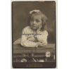 Atelier Apollo - F. Prügel / Dresden: Portrait Of Sweet Little Baby Girl (Vintage Cabinet Card ~1910s/1920s)