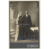 A.Binder / Ebingen: Wedding Couple / Top Hat (Vintage Cabinet Card ~1910s/1920s)