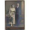 M.Marschner / Schönlinde: Wedding Couple / Flowers (Vintage Cabinet Card ~1910s/1920s)