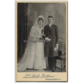 Schulte-Heuthaus / Frankenberg: Wedding Couple / Top Hat (Vintage Cabinet Card ~1910s/1920s)